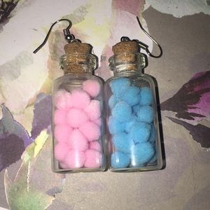 Handmade Jar blue and pink Earrings